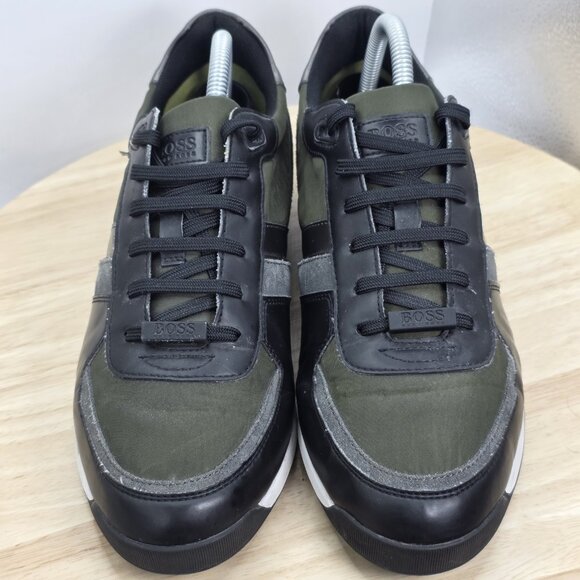 Hugo Boss Maze Low Sneakers US 8 Black Leather Fabric Casual Shoes UK 7 EU 41 - Picture 4 of 10